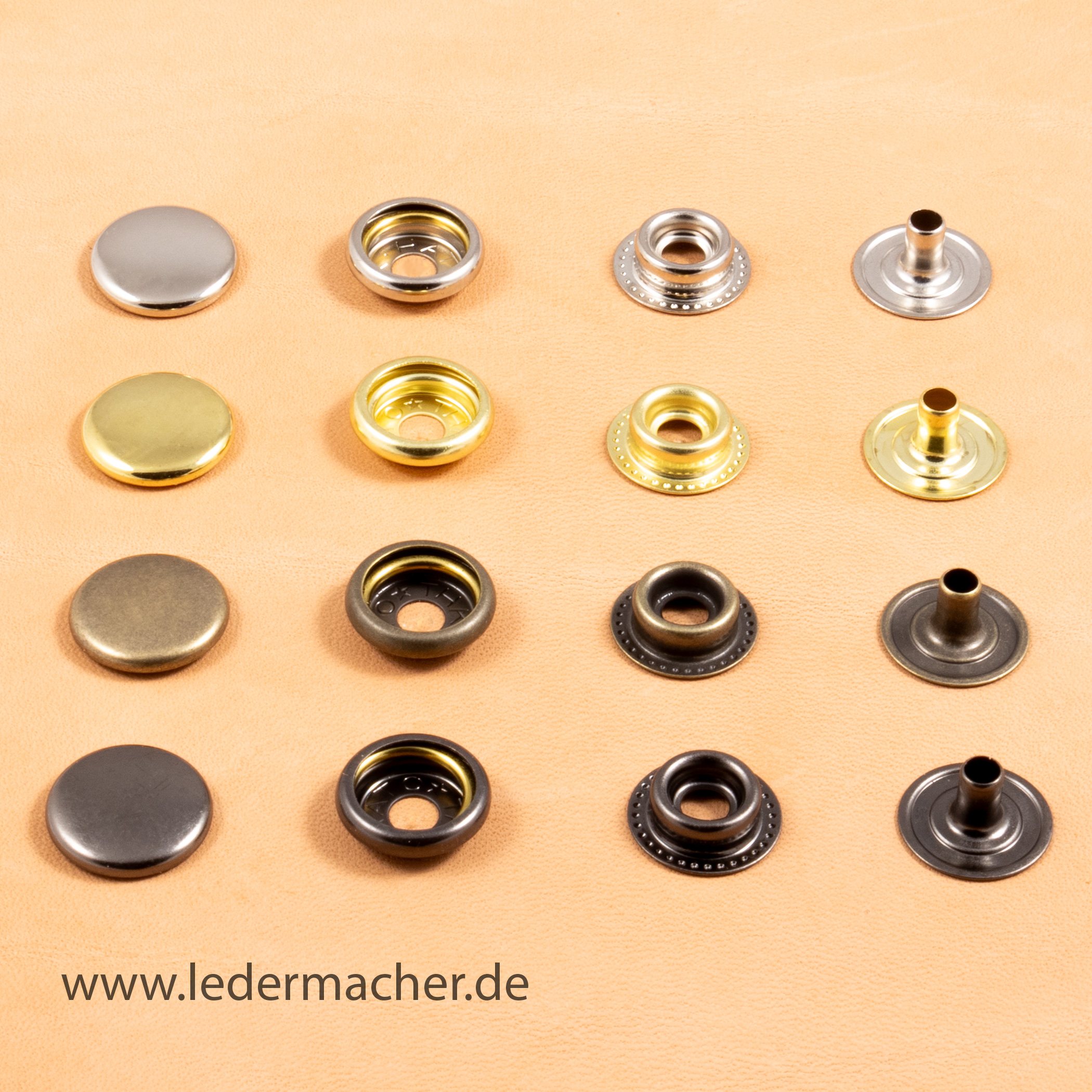 THK/Hasi Hato Premium Druckknopf 15 mm Ringfeder silberfarben 15 mm - (10 Sets)